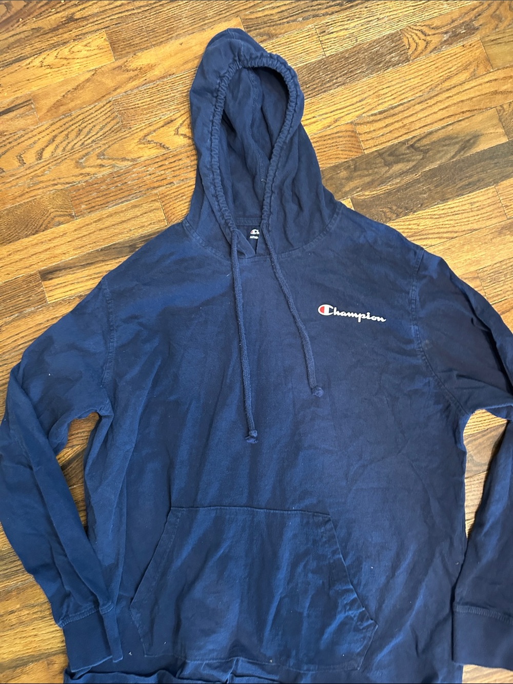 Champion Navy Blue Pullover Hoodie with Small Logo